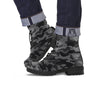 Black Camo And Camouflage Print Leather Boots-grizzshop