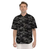 Black Camo And Camouflage Print Men's Short Sleeve Shirts-grizzshop