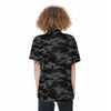 Black Camo And Camouflage Print Women's Short Sleeve Shirts-grizzshop