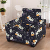 Black Cartoon Cow Print Armchair Cover-grizzshop