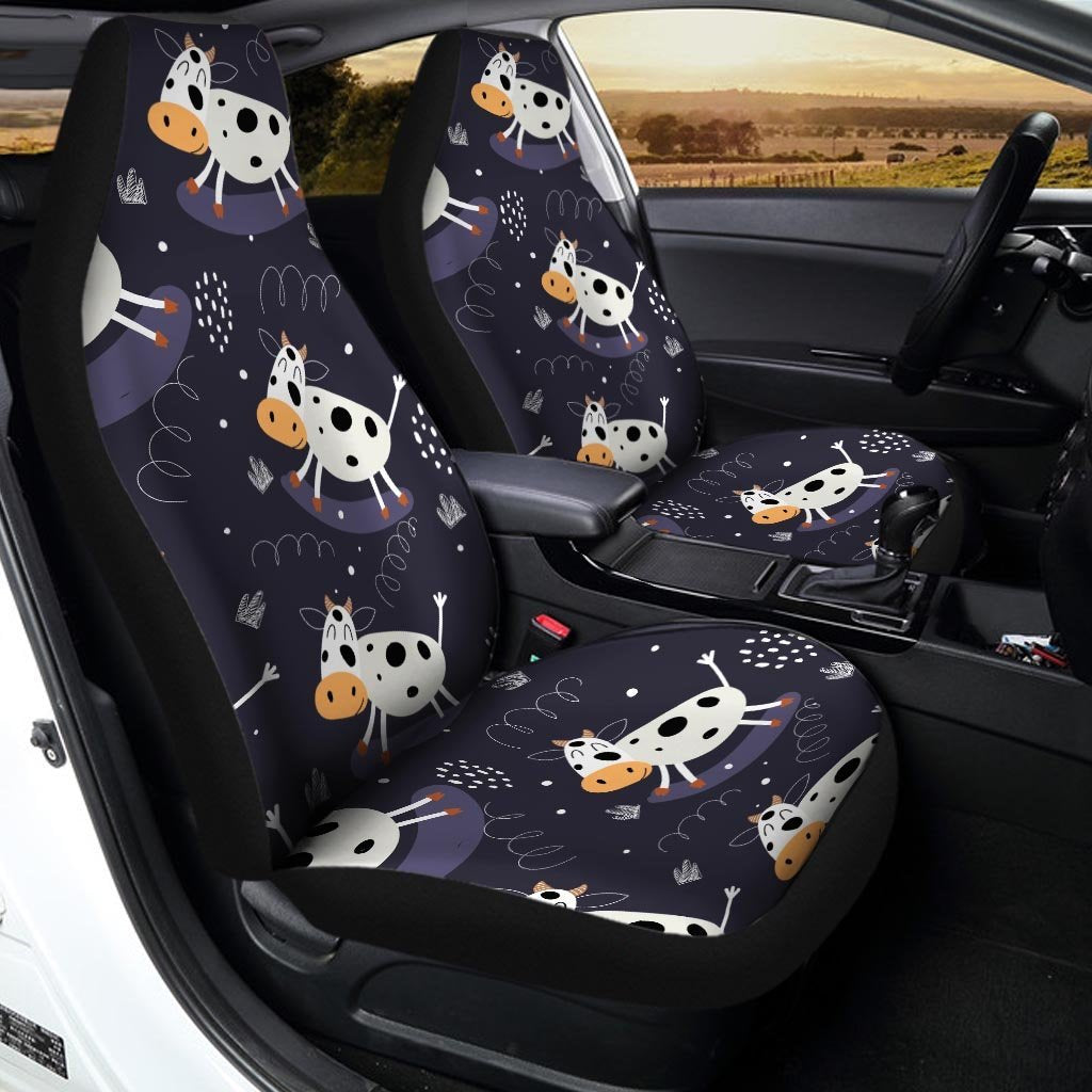 Black Cartoon Cow Print Car Seat Covers-grizzshop