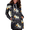 Black Cartoon Cow Print Hoodie Dress-grizzshop