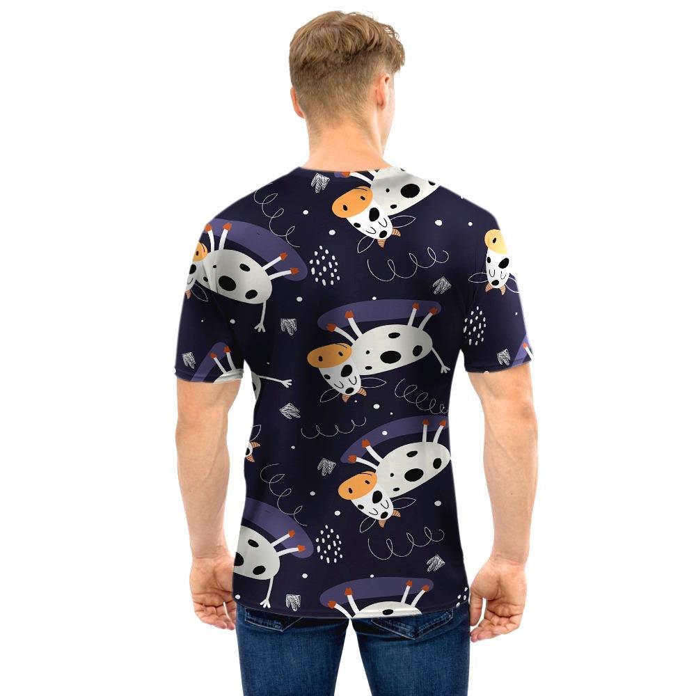 Black Cartoon Cow Print Men T Shirt-grizzshop