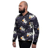 Black Cartoon Cow Print Men's Bomber Jacket-grizzshop