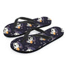 Black Cartoon Cow Print Men's Flip Flops-grizzshop