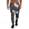 Black Cartoon Cow Print Men's Joggers-grizzshop