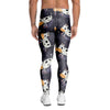 Black Cartoon Cow Print Men's Leggings-grizzshop