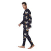 Black Cartoon Cow Print Men's Pajamas-grizzshop