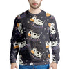 Black Cartoon Cow Print Men's Sweatshirt-grizzshop