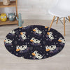 Black Cartoon Cow Print Round Rug-grizzshop