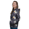 Black Cartoon Cow Print Women's Hoodie-grizzshop