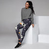 Black Cartoon Cow Print Women's Joggers-grizzshop