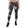 Black Cartoon Cow Print Women's Leggings-grizzshop