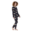 Black Cartoon Cow Print Women's Pajamas-grizzshop