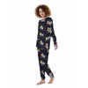 Black Cartoon Cow Print Women's Pajamas-grizzshop