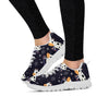 Black Cartoon Cow Print Women's Sneakers-grizzshop