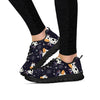 Black Cartoon Cow Print Women's Sneakers-grizzshop