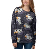 Black Cartoon Cow Print Women's Sweatshirt-grizzshop