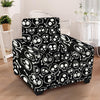 Black Cartoon Skull Armchair Cover-grizzshop