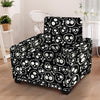 Black Cartoon Skull Armchair Cover-grizzshop