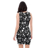 Black Cartoon Skull Bodycon Dress-grizzshop