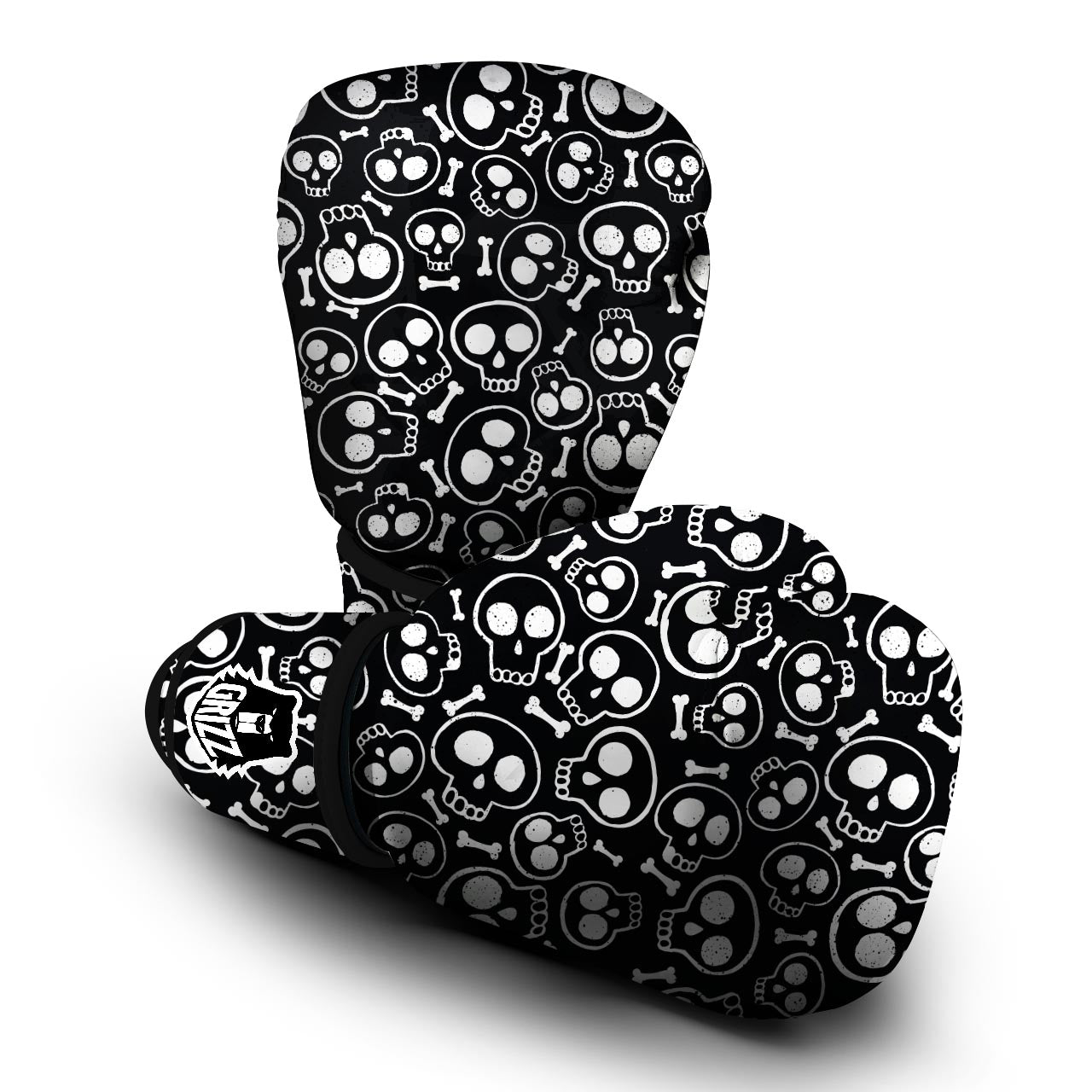 Black Cartoon Skull Boxing Gloves-grizzshop