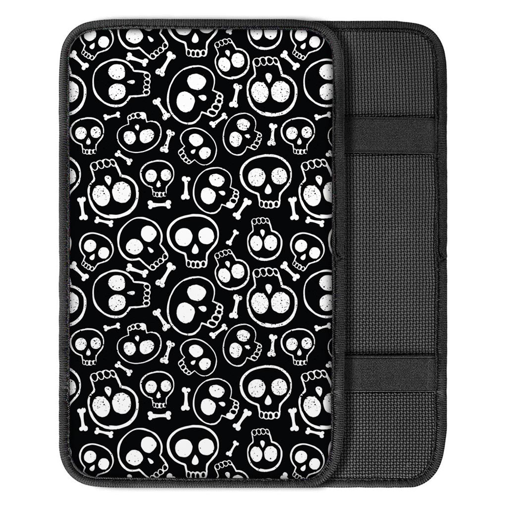 Black Cartoon Skull Car Console Cover-grizzshop