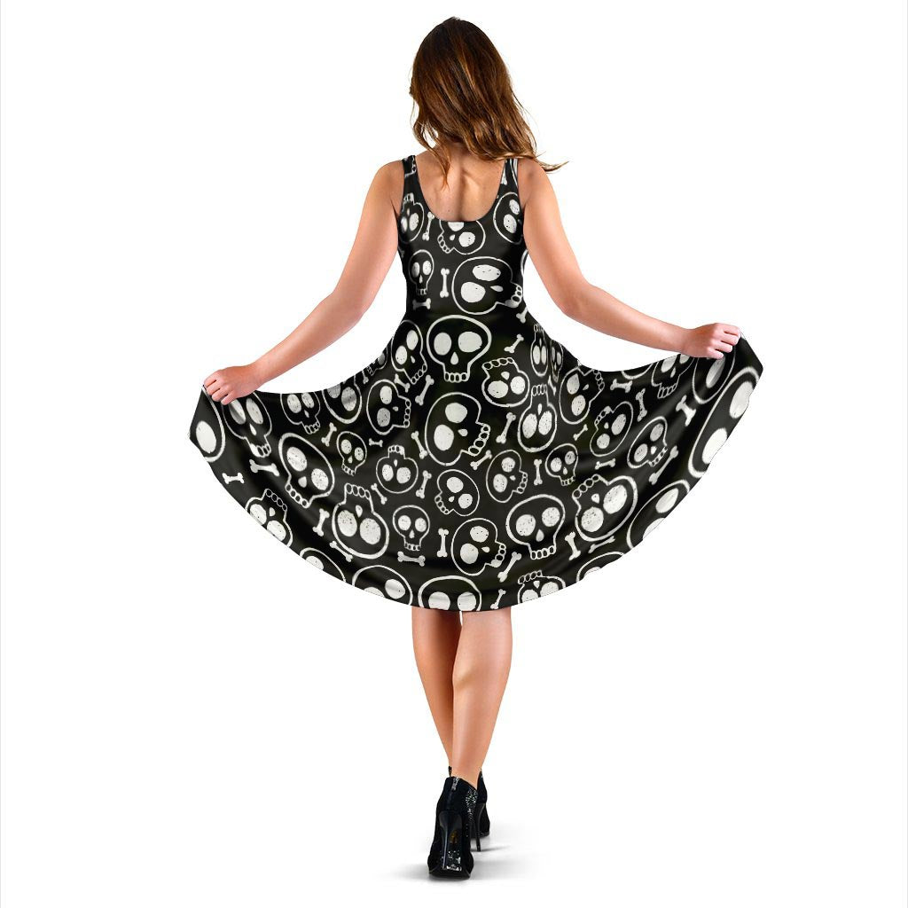 Black Cartoon Skull Dress-grizzshop