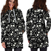 Black Cartoon Skull Hoodie Dress-grizzshop