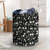 Black Cartoon Skull Laundry Basket-grizzshop