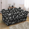 Black Cartoon Skull Loveseat Cover-grizzshop