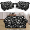 Black Cartoon Skull Loveseat Cover-grizzshop