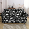 Black Cartoon Skull Loveseat Cover-grizzshop