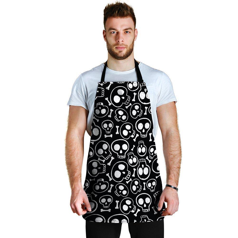 Black Cartoon Skull Men's Apron-grizzshop