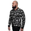 Black Cartoon Skull Men's Bomber Jacket-grizzshop