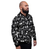 Black Cartoon Skull Men's Bomber Jacket-grizzshop