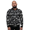 Black Cartoon Skull Men's Bomber Jacket-grizzshop