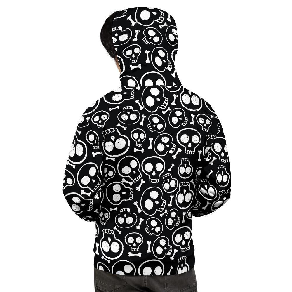 Black Cartoon Skull Men's Hoodie-grizzshop