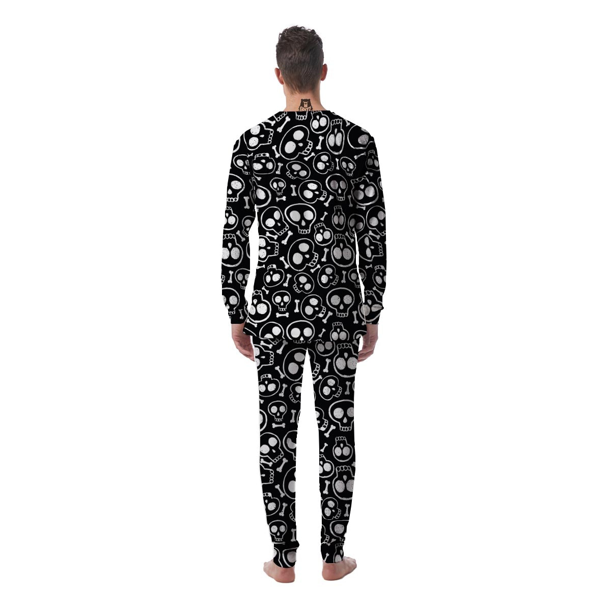 Black Cartoon Skull Men's Pajamas-grizzshop