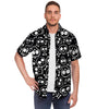 Black Cartoon Skull Men's Short Sleeve Shirt-grizzshop