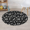 Black Cartoon Skull Round Rug-grizzshop