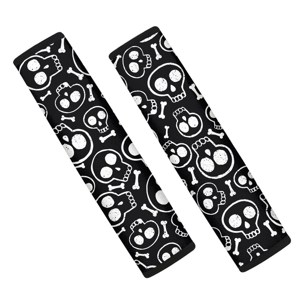 Black Cartoon Skull Seat Belt Cover-grizzshop
