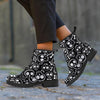 Black Cartoon Skull Women's Boots-grizzshop