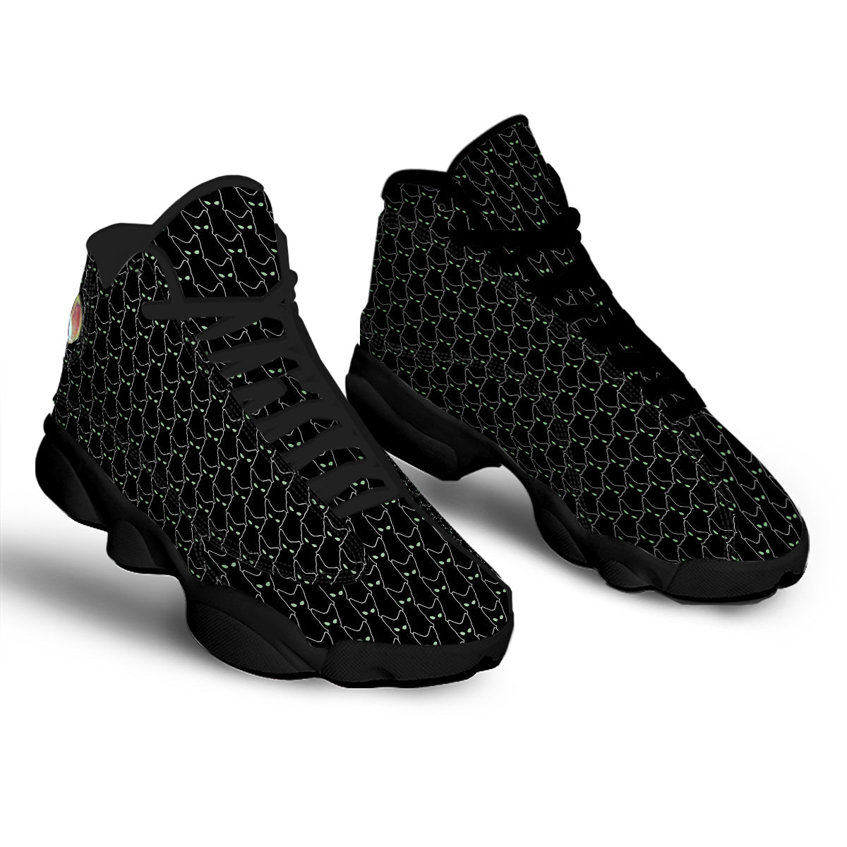 Black Cat Alien Print Pattern Black Basketball Shoes-grizzshop