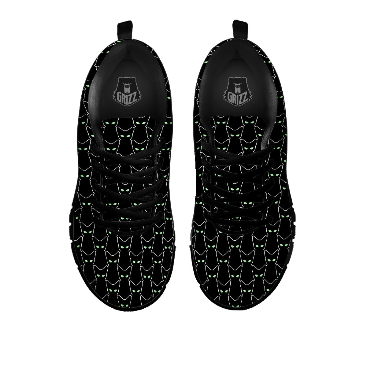 Black Cat Alien Print Pattern Black Sneaker-grizzshop