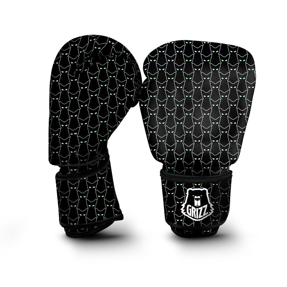 Black Cat Alien Print Pattern Boxing Gloves-grizzshop
