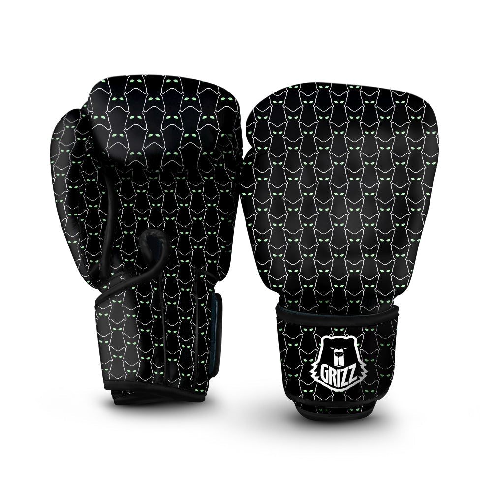 Black Cat Alien Print Pattern Boxing Gloves-grizzshop