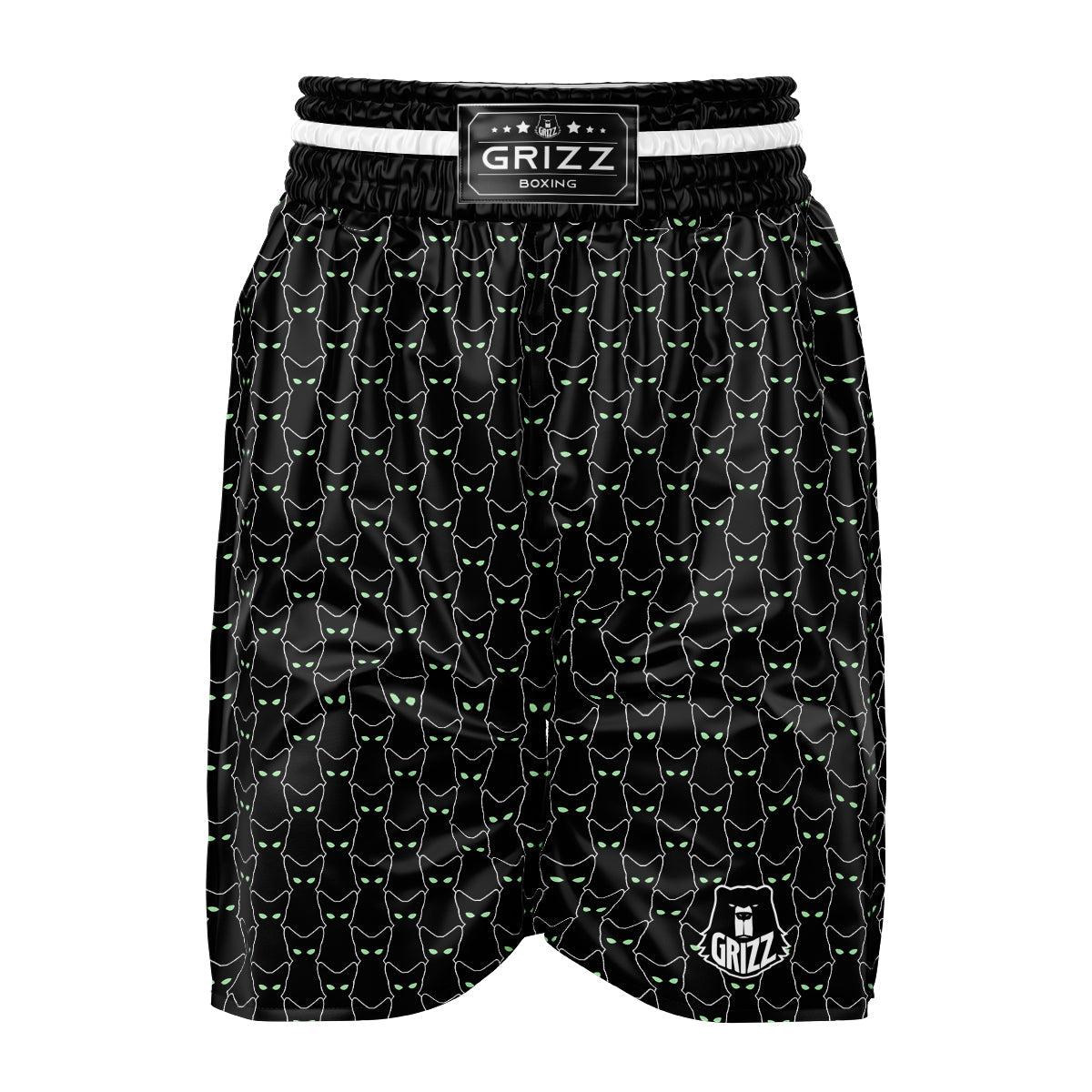 Black Cat Alien Print Pattern Boxing Shorts-grizzshop