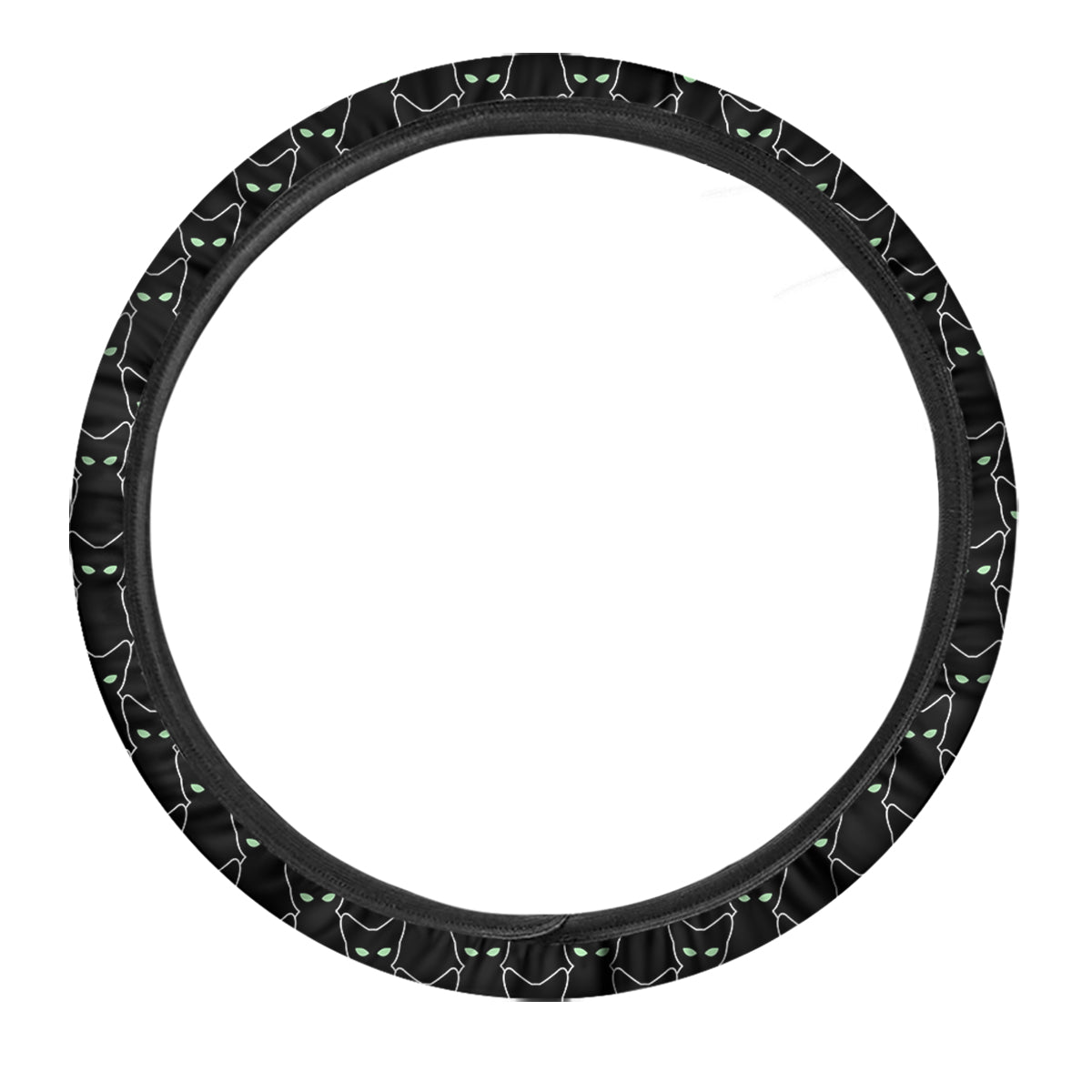 Black Cat Alien Print Pattern Car Steering Wheel Cover-grizzshop