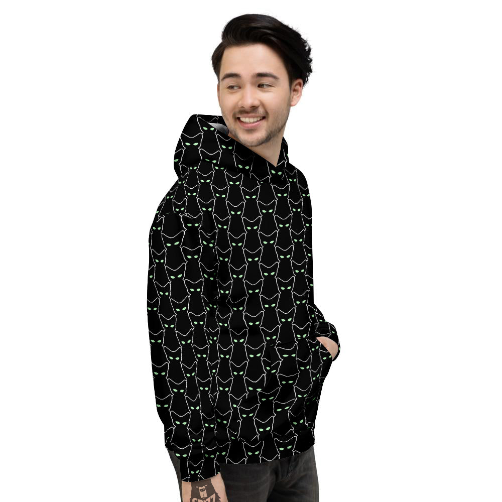 Black Cat Alien Print Pattern Men's Hoodie-grizzshop
